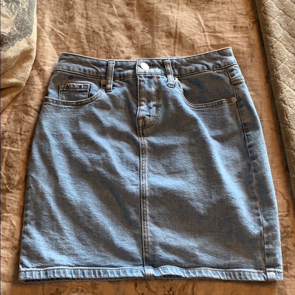 High waisted jean skirt